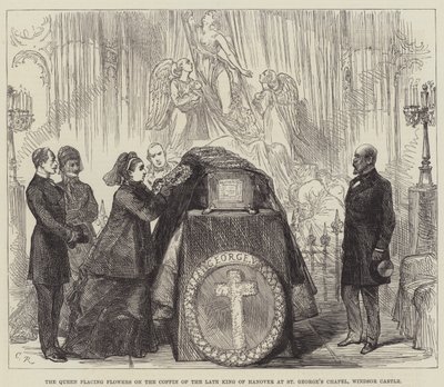 The Queen placing Flowers on the Coffin of the late King of Hanover at St George